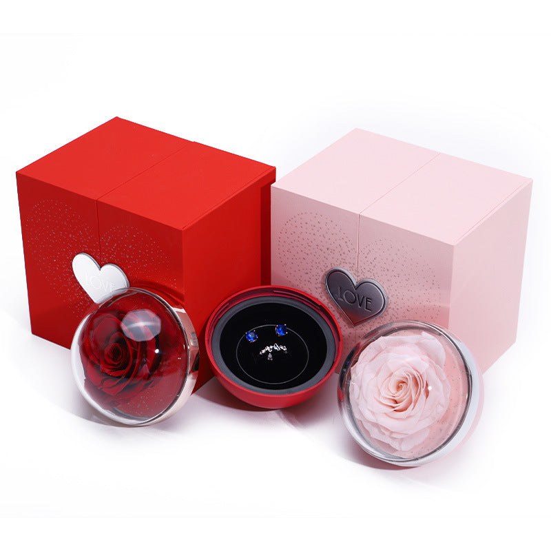 Creative Eternal Rose Box Eternal Soap Flower Jewelry Box Ring Necklace Storage Case Valentines Surprise Gift