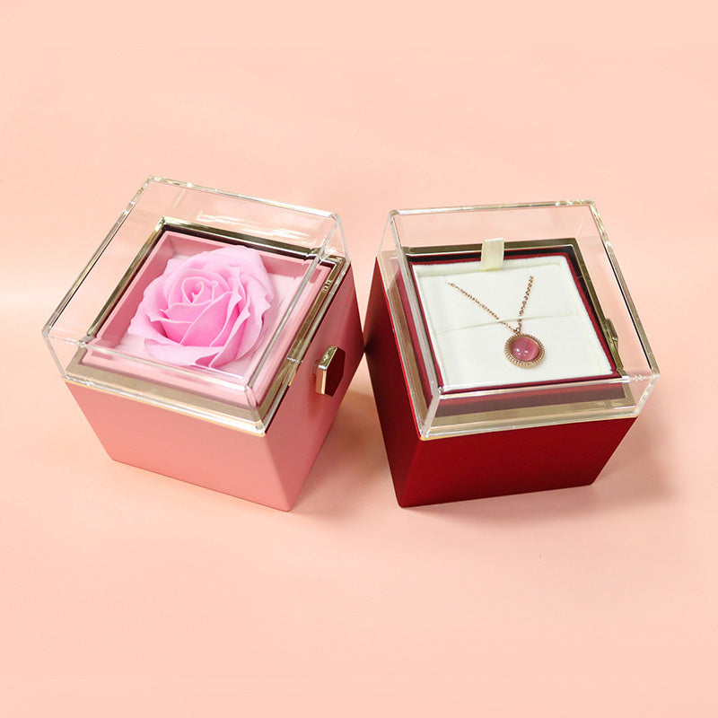 Rotating Soap Flower Rose Gift Box Creative Rotating Rose Jewelry Packaging Box Valentine's Day Gift For Women